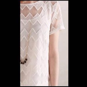 Maeve Anthropologie Drop Waist Boho Lace Dress in White